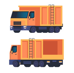 Truck garbage car machine isolated set. Vector flat graphic design cartoon illustration