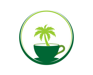 Palm tree inside the coffee cup