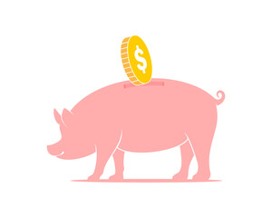 Piggy bank with coin on top