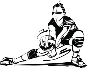 sketch of a volleyball player with a ball 