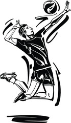 sketch of a volleyball player with a ball 