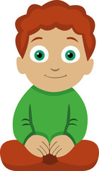 Vector emoticon illustration of a boy sitting
