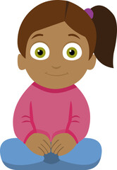 Vector emoticon illustration of a girl sitting