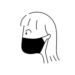 Girl wearing medical face mask. Vector illustration
