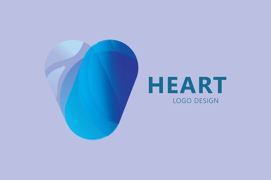 Abstract heart logo design made of color pieces - various geometric shapes and resembles a real heart shape