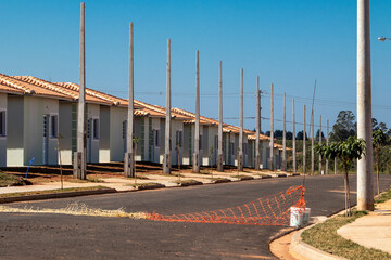 Fototapeta na wymiar construction site of standardized houses of the Minha Casa Minha Vida Program of the State of Sao Paulo, Brazil