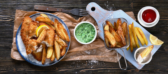 British traditional cuisine fish and chips