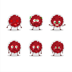 Naklejka premium Mashed cranberry cartoon character with nope expression