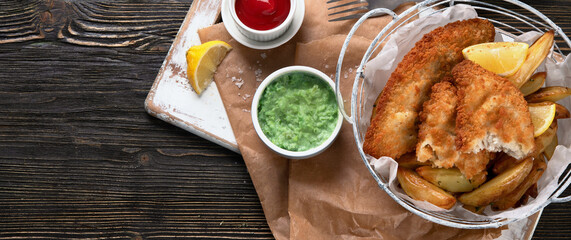 British traditional cuisine fish and chips