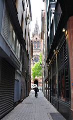 The cyclist was going to church.