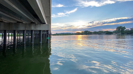 sunset boat ride bridge buoy