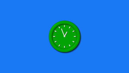 New green color 12 hours 3d wall clock isolated on aqua background,wall clock,3d wall clock