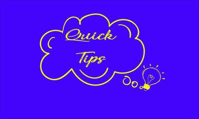 Quick tips icon badge. Top tips advice note icon. Idea bulb education tricks.
