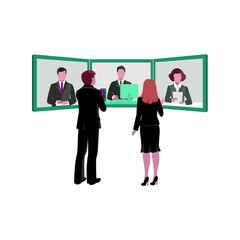 Public speaking in office illustration