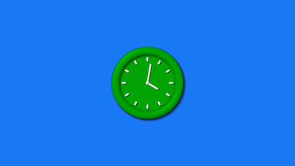 12 hours green color 3d wall clock isolated on aqua background,clock isolated,wall clock,counting down clock icon