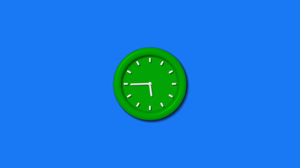 12 hours green color 3d wall clock isolated on aqua background,clock isolated,wall clock,counting down clock icon