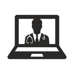 Telemedicine icon. Online doctor. Telehealth. Healthcare. eHealth. Vector icon isolated on white background.
