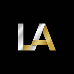 LA initial letter logo, simple shade, gold silver color
