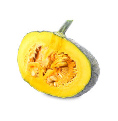 Slice of pumpkin isolated on white background.