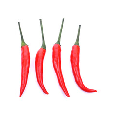 Red Chilli Padi, Bird's Eye Chilli, Bird Chilli, Thai pepper isolate on white background.