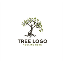 Obraz premium oak tree root logo design template silhouette vector