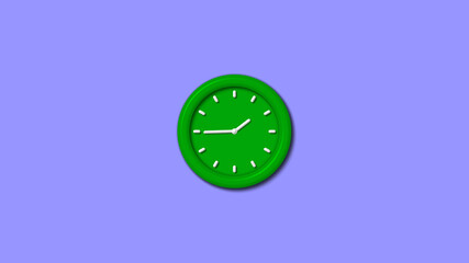 Amazing green color 3d wall clock isolated on blue light background,wall clock,3d wall clock