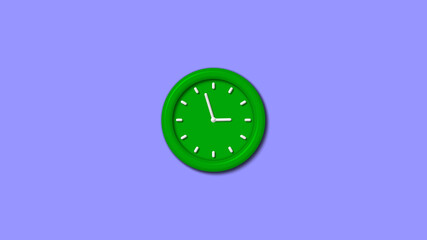 New green color 3d wall clock isolated on blue light background,3d wall clock