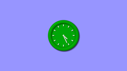 New green color 3d wall clock isolated on blue light background,3d wall clock
