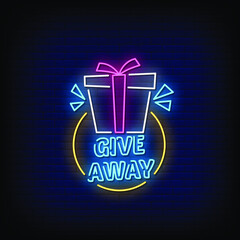 Giveaway Neon Signs Style Text Vector