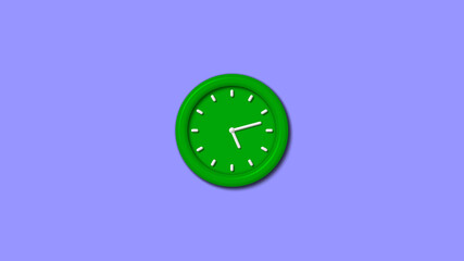 New green color 3d wall clock isolated on blue light background,3d wall clock