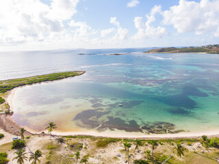 Obraz premium Wide Angle, Aerial drone view of the caribbean island of french Saint Martin