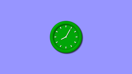 New green color 3d wall clock isolated on blue light background,wall clock,3d wall clock