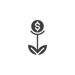 Dollar growth vector icon. filled flat sign for mobile concept and web design. Money plant glyph icon. Symbol, logo illustration. Vector graphics