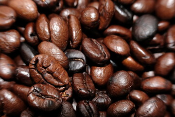 Close up coffee beans background and texture 