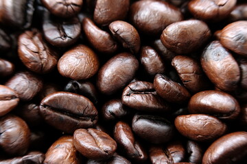 close up roast coffee bean background and texture
