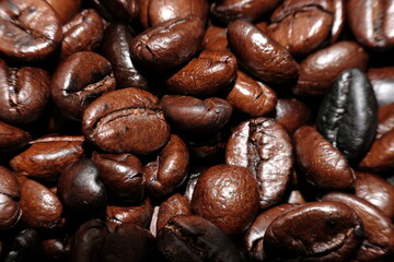 Roasted coffee bean background and texture