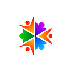 colorful people for child care logo design