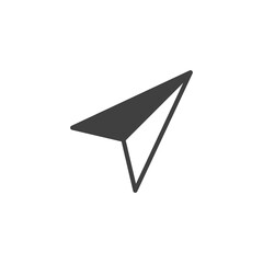 Send arrow vector icon. filled flat sign for mobile concept and web design. Cursor arrow glyph icon. Symbol, logo illustration. Vector graphics