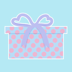 Gift Boxes blue or purple color with Ribbon. Holiday Christmas gift box. Present box icon. Xmas present.
