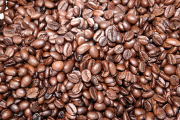Close up coffee beans background and texture 