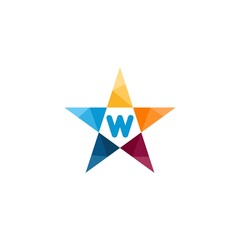 w letter star abstract colorful logo design