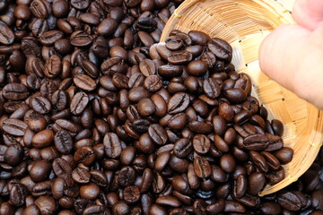 coffee beans in a hand