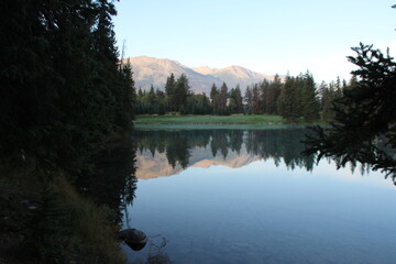 Reflections - Lake Beauvert, Jasper National Park, Alberta, Canada.