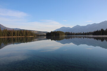 Reflections - Lake Beauvert, Jasper National Park, Alberta, Canada.