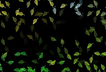 Dark Green, Yellow vector doodle background.