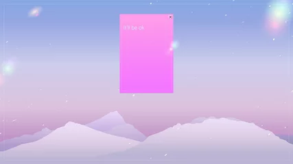 Crédence de cuisine en verre imprimé Violet Arrière-plan d& 39 illustration de paysage de montagne esthétique, dégradé violet violet frais avec dispersion d& 39 effet de lumière parasite sur le ciel