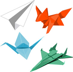 cute origami illustration for kids, be creative  let's make the origami 