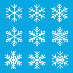 Snowflake icon on blue background