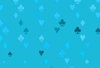 Light BLUE vector background with cards signs.