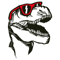 Vector Illustration of dinosaur wearing sunglass